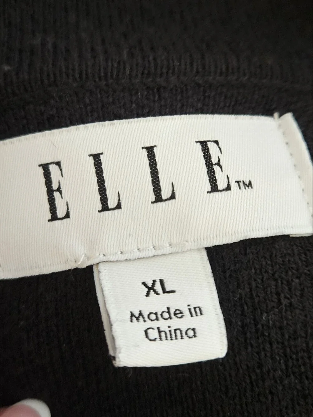 Elle Black Single-Button Long Knit Blazer XL